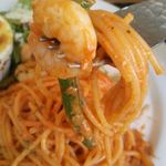 sora cafe 02 - インゲンと海老のトマトクリームパスタ