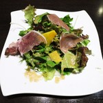 鉄板焼 grow - カボチャと生ハムサラダ
　生姜と新玉ねぎのドレッシング
