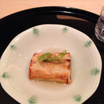 まき村 - 江戸前穴子とアスパラ、蕗味噌の銀餡掛け