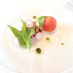 レストラン エテルニテ - 高知県産フルーツトマトのファルシー 千葉県産カツオ '15 5月上旬