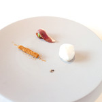 レストラン エテルニテ - 自家製鴨の生ハム フォアグラムース ローズマリーのムラング・コック '15 5月上旬