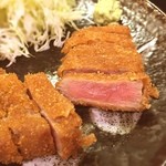 サーロイン牛かつ 池田 - 牛かつとメンチカツのセット(並) 1400-200円。初めてのサーロイン牛かつ( ´ｰ`)