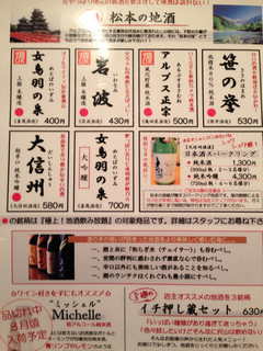 くりや - 赤丸は飲み放題のお酒１