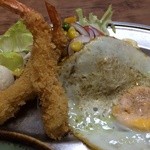 河童亭 - 201506  河童亭 ★日替りランチBセット（海老フライ）（700円）★ 海老が玉子に化けてます(^_^;)