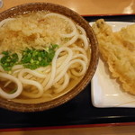 かけうどん（温）２玉（トッピング：半熟卵天＆穴子天」