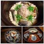 御料理 光安 - 鮎と茗荷のご飯・・お茶碗もステキですよ。