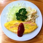 常盤食堂 - オムレツ￥300スパゲティサラダ＆キャベ千つき
