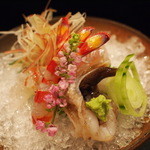 懐石 八泉 - お造り　車海老　星鰈　トリ貝