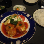 レストラン三澤亭 - 2015.6.13  ヒレチーズイタリアン☆（ライス、味噌汁、漬物のセット）  1350円＋300円