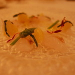 クッチーナ イタリアーナ ガッルーラ - 【2015/6再訪】鯒（こち）のカルパッチョ　晩白柚と共に