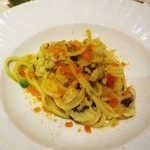 トムクリオーザ - 鱧とえんどう豆のぺぺロンチーノ　からすみ仕上げ