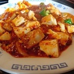 万里城 - 麻婆豆腐のアップ。美味いんだな、これが。