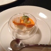 旬亭 なか川 - 夜の前菜の一例　カリフラワーと人参とイカ