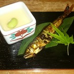 味人 - お通し 玉子豆腐た子鮎の甘露煮