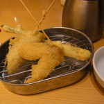 魚河岸料理 ざこば - 天ぷら　きす　なす　アスパラ