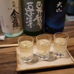 日本酒三種飲み比べ♪私は真ん中のが好きだった♡