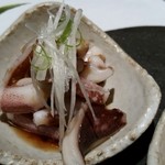 手打ち蕎麦切り　海望 - げそ生姜正油。