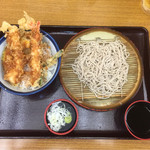 Tendontenya - 海老大いか天丼と小そばセット 760円