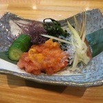 海鮮道楽たち花 - ホヤと明太子のあえものです。