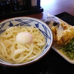 丸亀製麺 - かま玉並、柏天、おにぎり