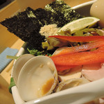 むぎとオリーブ - 特製 鶏と蛤の濃厚つけ麺 大　ズームアップ