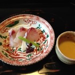 比良山荘 - 鯉の洗いは酢味噌で