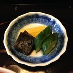 比良山荘 - 香の物 たくあん・昆布の佃煮・胡瓜の糠漬