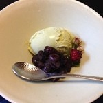 比良山荘 - デザート 山椒のアイス・小豆餡・山苺・山椒のソース