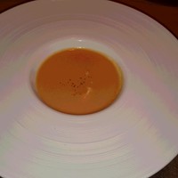 大どころ - 湯葉入りのトマトとコーンの冷製スープ