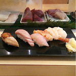 神田江戸ッ子寿司 - 第一陣。中トロを食べた後の写真