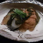 まき村 - 毎年恒例の雲丹鮑饂飩