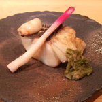 近江懐石 清元 - すずきの若狭焼きはお皿も暖かかった