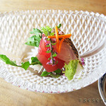 割烹 にしい - お造り　鯛のこぶ締めとキハダマグロ