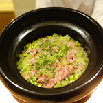 虎白 - 「飯物」牛肉、ふき、新牛蒡の炊き込み御飯　2015年4月