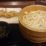 丸亀製麺 - 釜揚げうどん並140円・かしわ天130円