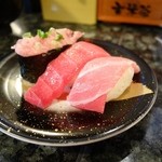 Edomae Kaitenzushi Yaichi - 2015年5月　鮪三昧【690円】