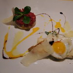 リストランテ ラ チャウ - 岩手県　短角牛のタルタルピエモンテーゼ　イタリア産ホワイトアスパラガスと共に