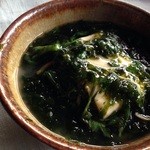 ごはんとお酒と布と糸 fudan - 無農薬大豆の豆腐 菊菜 青さのあんかけ