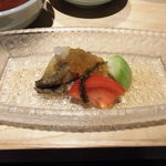瓢斗 - 鮑、フルーツトマト、加茂茄子の酢の物