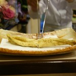 秋田 てんぷら みかわ - アナゴ・・ジュワっと煙が・・。