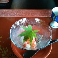 幻董庵 - 先付け ：フレッシュトマトとじゅんさいの含ませ煮♪ひんやり冷たい。
