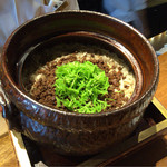 祇園 さゝ木 - 2015.7.ランチ6000円⑦ご飯。新ごぼう、肉そぼろ、三つ葉、山椒。