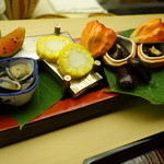 懐石料理 桝田 - スイカはめんたいこ・とうもろこしの芯は魚のすり身