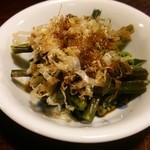 田楽木曽屋 - お通し(わらびのお浸し)