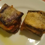 TRATTORIA AL SODO  - 前菜3品目、茄子とソースの絶妙なハーモニー、茄子のラザニア