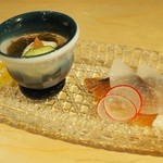 熟成魚場 福井県美浜町 - へしこのお刺身、酒とあいます。