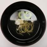 洛北荘 - 2015年06月26日（金）　夕食　椀（鱧・玉子素麺・順才・柚子・蛇ノ目胡瓜）