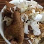 やきとり おばこ - シロとお豆腐、刻みネギ。