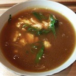 京うどん 生蕎麦 岡北 - 私の『鳥なんばカレーうどん』(1050円)と『刻み揚げ トッピング』(100円)～♪(^o^)丿　