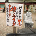 かえるcafe - 住吉大社にはこんなおもしろいものがあるんだよ。
      翡翠石（ひすいいし）の撫でうさぎ。
      「御自由に撫でて無病息災を祈願ください」とあるので・・・